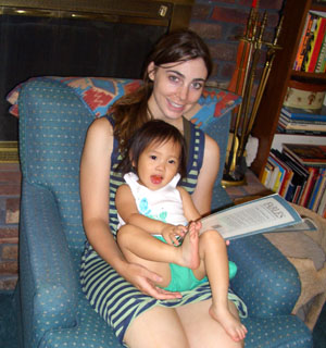Aunt Becki reads a book to her neice